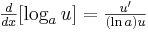 yz: yz: \begin{matrix}\frac{d}{dx}[\log_au]=\frac{u'}{(\ln a)u} \end{matrix} 