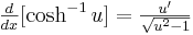 yz: yz: \begin{matrix}\frac{d}{dx}[\cosh ^{-1}u]=\frac{u'}{\sqrt{u^2-1}} \end{matrix} 