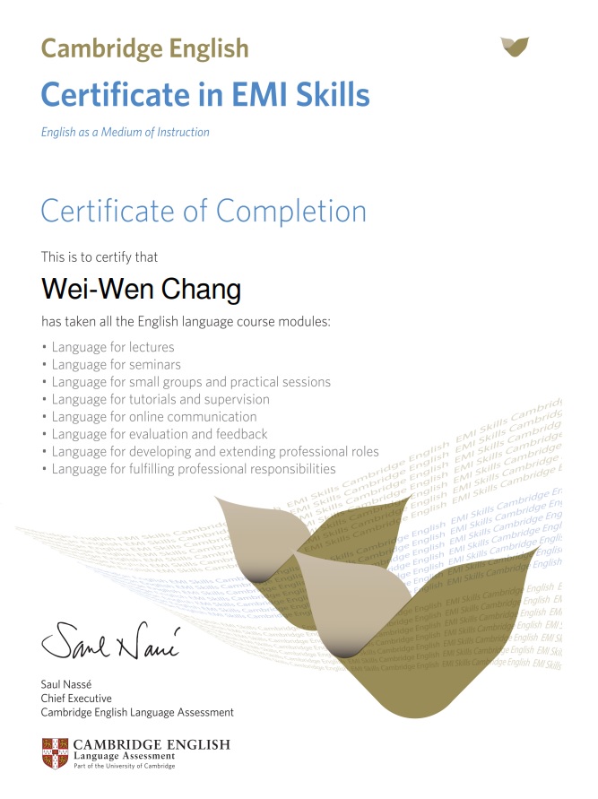 Cambridge English Certificate in EMI Skills