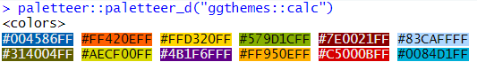 查詢ggthemes::calc 的顏色代號